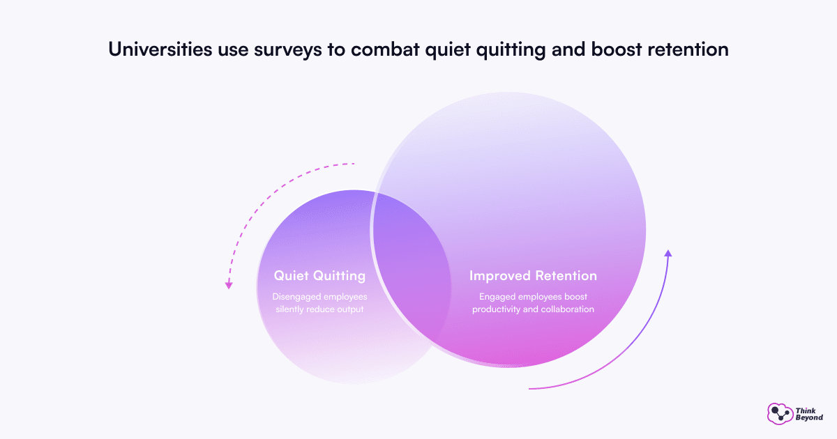 Infographic diagram illustrating Employee Retention Surveys Elevate University Performance.