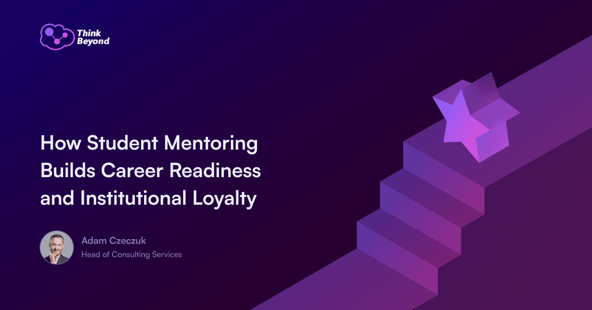 Graphic featuring stairs leading to a purple star, with text about student mentoring and career readiness.