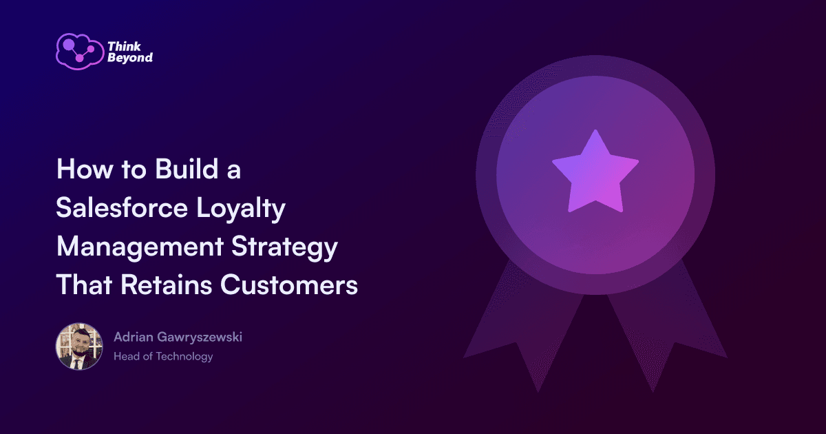 Graphic featuring a purple award ribbon with a star, titled 'How to Build a Salesforce Loyalty Management Strategy'