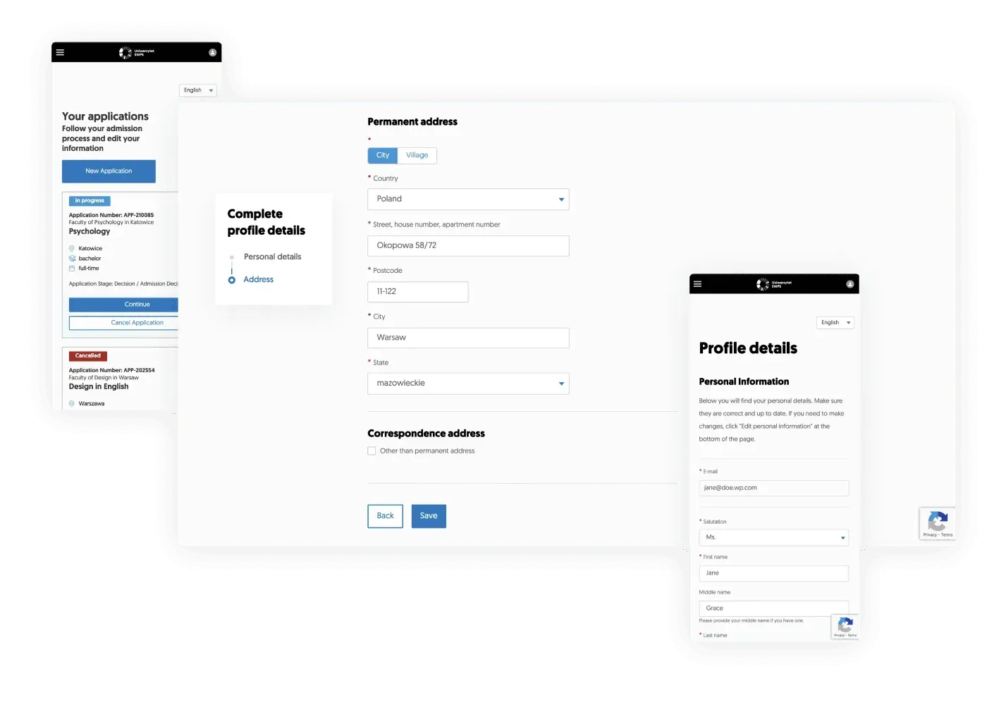 Ekran rozwiązania Salesforce dostarczonego dla Uniwersytet SWPS