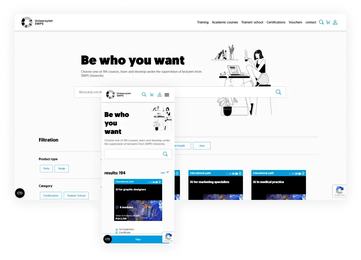 Screen from the Salesforce solution delivered for SWPS University